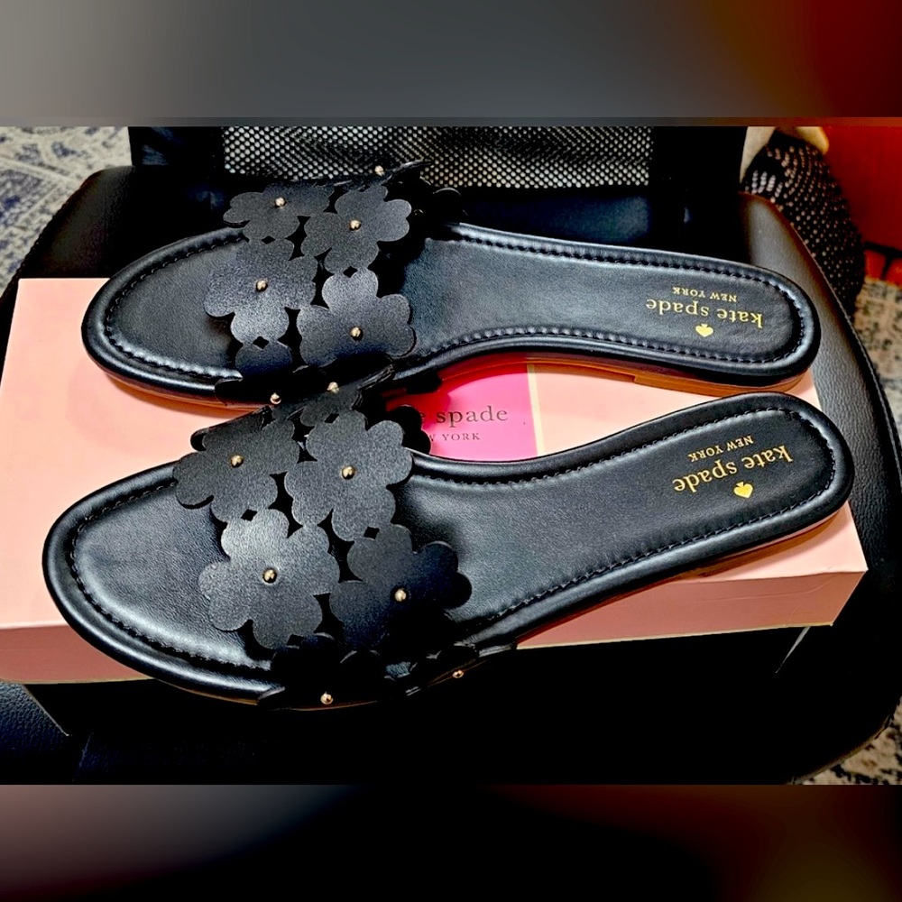 Kate Spade Daisy Field sandals black leather - size 11